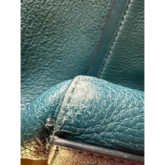 Michael Kors Whitney Large LeatherTeal Zippered Tote GUC - Picture 5 of 16